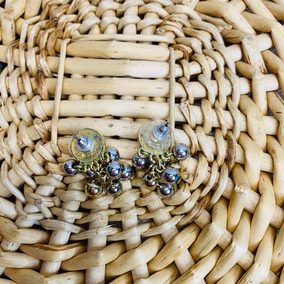 Vintage Y2k Cluster Metal Beads Drop from Studs 1.25" long - Picture 3 of 3